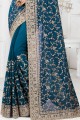 Morpeach  Party Wear Saree with Embroidered Georgette