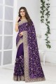 Georgette Party Wear Saree in Purple with Embroidered