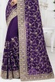 Georgette Party Wear Saree in Purple with Embroidered