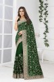 Green Georgette Party Wear Saree with Embroidered