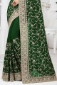 Green Georgette Party Wear Saree with Embroidered