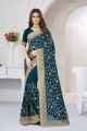 Morpeach Party Wear Saree in Georgette with Embroidered