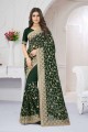 Georgette Green Party Wear Saree in Embroidered