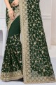 Georgette Green Party Wear Saree in Embroidered