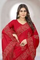 Saree in Embroidered Red Silk