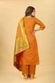 Mustard  Sharara Suit in Printed Silk