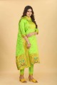 Light green Silk Printed Sharara Suit with Dupatta