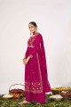 Embroidered Georgette Eid Palazzo Suit in Magenta with Dupatta