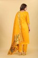 Mustard  Salwar Kameez in Silk with Printed
