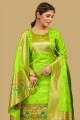 Weaving Silk Salwar Kameez in Light green
