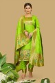 Weaving Silk Salwar Kameez in Light green