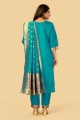 Weaving Silk Sky blue Salwar Kameez with Dupatta