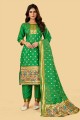 Green Weaving Silk Salwar Kameez