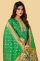 Green Weaving Silk Salwar Kameez