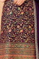 Embroidered Jacquard Salwar Kameez in Purple with Dupatta