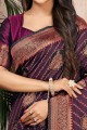 Weaving Satin Multicolor Saree with Blouse