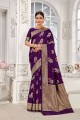 Banarasi silk Banarasi Saree with Weaving in Purple