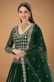 Green Georgette Wedding Lehenga Choli with Embroidered