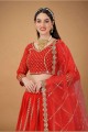 Georgette Embroidered Red Wedding Lehenga Choli with Dupatta