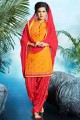 Enticing yellow Cotton Patiala Suit