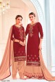 Traditional Maroon Cotton Patiala Suit