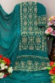 Aqua blue Embroidered Georgette Salwar Kameez