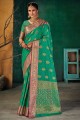Weaving South Indian Saree in Green Silk