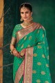 Weaving South Indian Saree in Green Silk