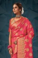 Pink Saree with Printed Silk