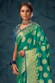 Green Saree in Printed Silk