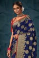 Silk Blue Saree in Printed