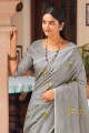 Linen Grey Saree with Embroidered