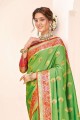 Lime green Weaving Saree in Silk