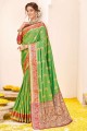 Lime green Weaving Saree in Silk