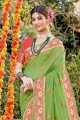 Cotton Saree in Light green with Weaving
