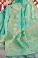 Sea green Weaving Saree in Linen