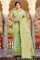Linen Green Saree in Weaving