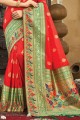 Weaving Silk Red Saree with Blouse