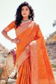 Orange Banarasi silk Banarasi Saree with Weaving