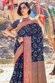 Blue Banarasi Saree with Weaving Banarasi silk