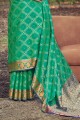 Weaving Banarasi Saree Green in Banarasi silk