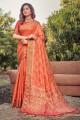 Peach Banarasi silk Banarasi Saree with Weaving