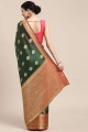 Saree in Green Silk Weaving