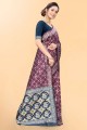 Silk Saree in Purple with Weaving