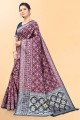 Silk Saree in Purple with Weaving