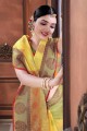 Yellow Saree in Silk with Weaving