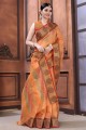 Silk Peach Saree with Weaving