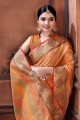 Silk Peach Saree with Weaving