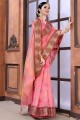 Silk Saree Weaving in Pink with Blouse
