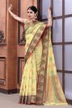 Weaving Silk Saree in Light yellow